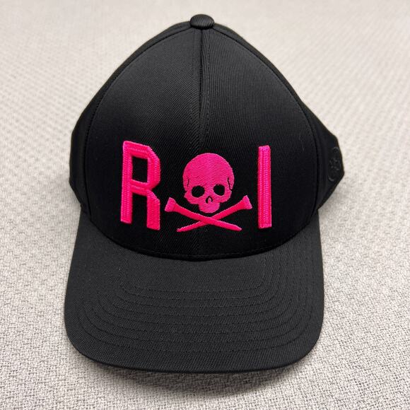 G/Fore Hat Flexfit 110 Black Pink Rhode Island Snapback Golf Skull Crossbones - Picture 1 of 6